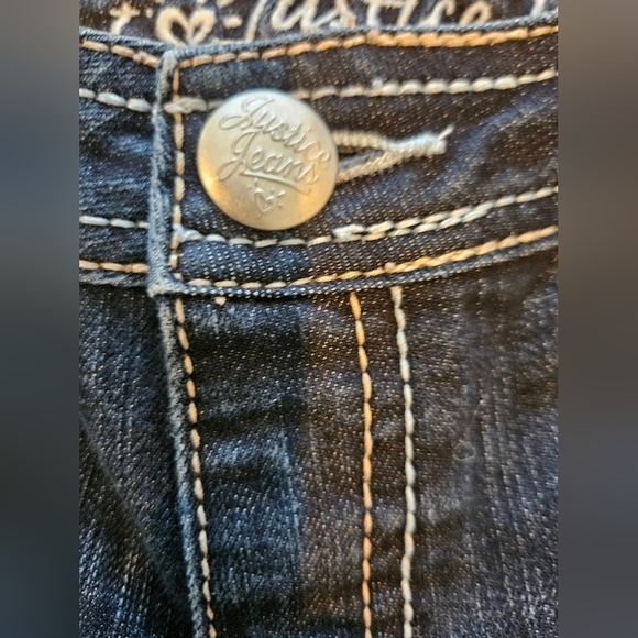JUSTICE GIRL'S BOOTCUT MID-RISE OUTWARD STITCHING DETAIL SUPERCUTE JEANS SIZE 12 - Picture 11 of 16